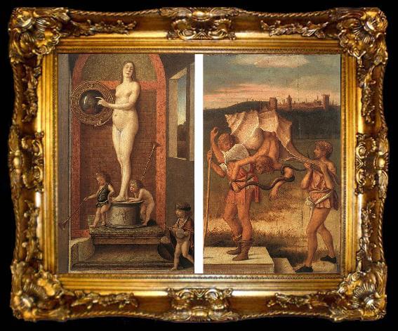 framed  BELLINI, Giovanni Four Allegories: Prudence and Falsehood, ta009-2